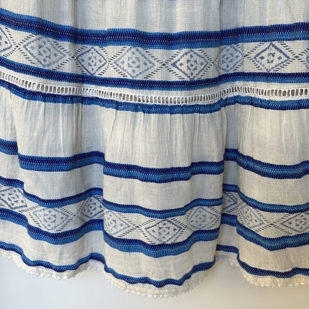 ASPIGA Sophia Cotton Kaftan Mini Dress Blue White Color Womens Size Medium - Picture 10 of 11